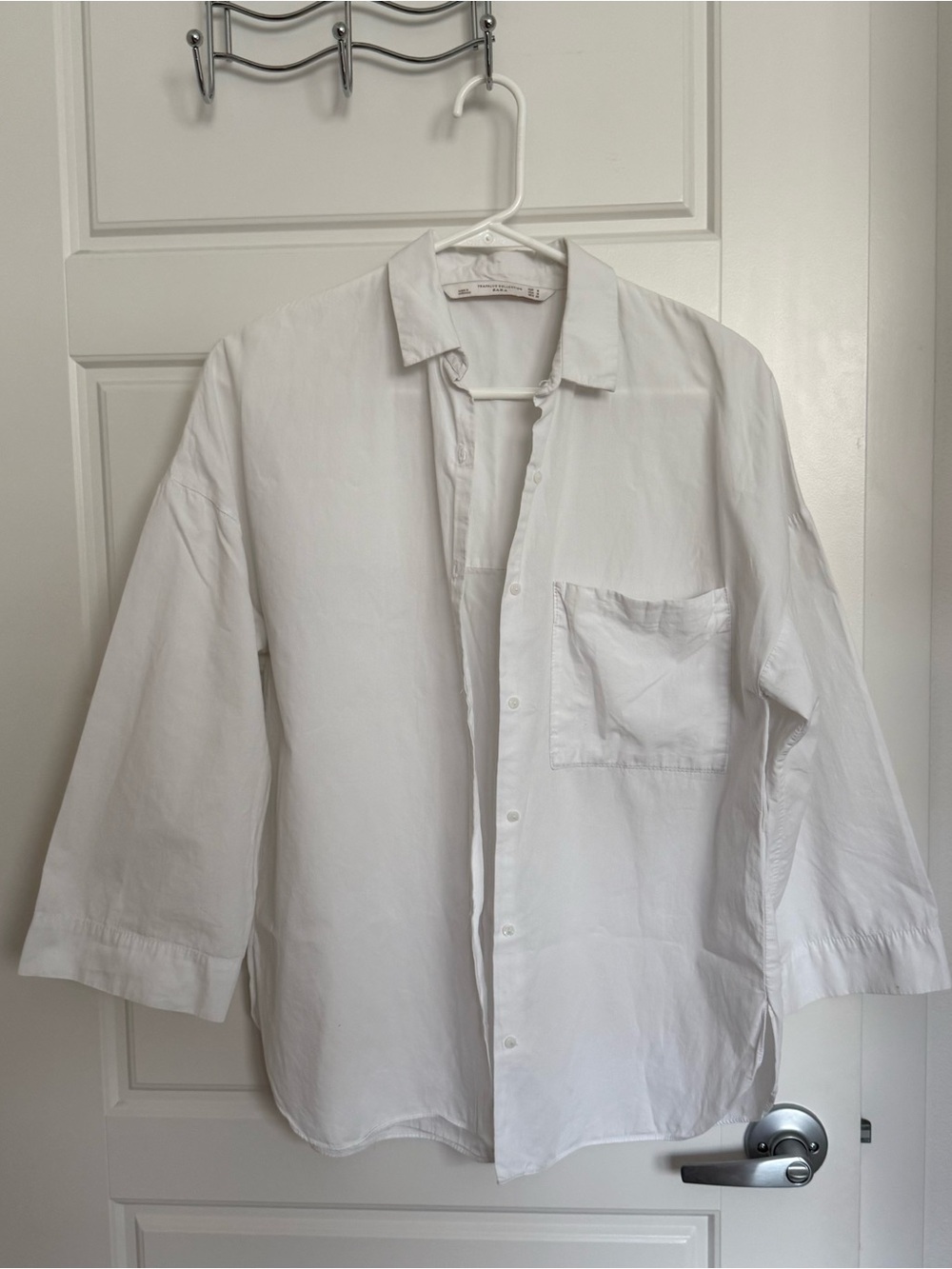 Zara White Relaxed Button Up Shirt